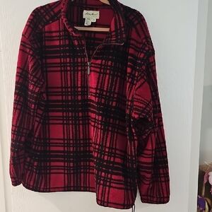 Eddie Bauer Red and Black Plaid Teddy Jacket